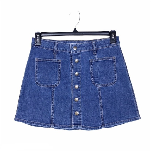 Altar'd State Snap Button Front Pockets Jean Skirt - Picture 2 of 9